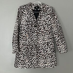 H&M Leopard Cheetah Animal Print Long Blazer Lined Jacket Fall Office Layering 6